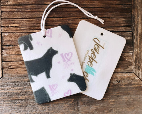 Hanging air fresheners-I love steers