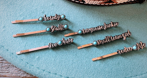 Script hair pins