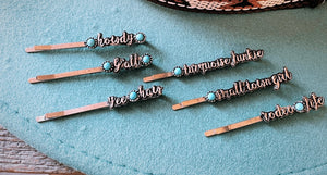 Script hair pins