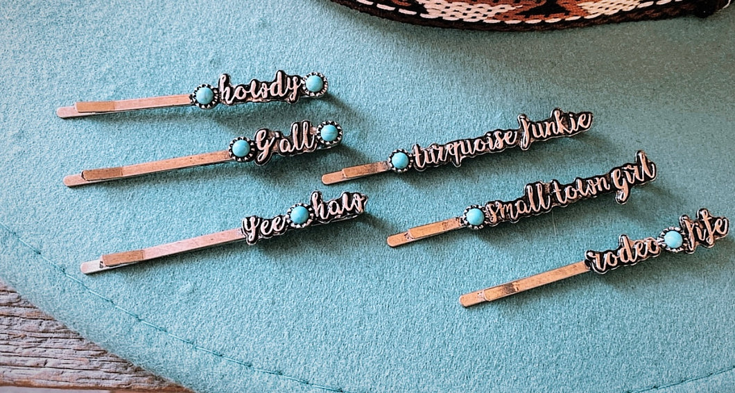 Script hair pins