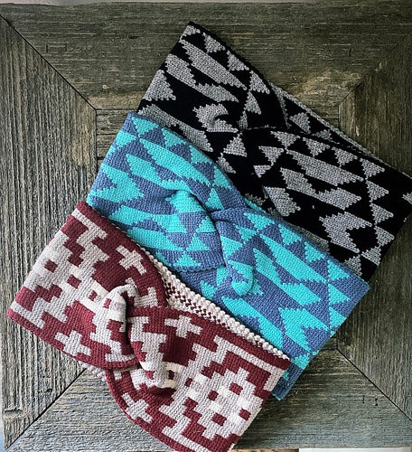 Aztec knitted headbands