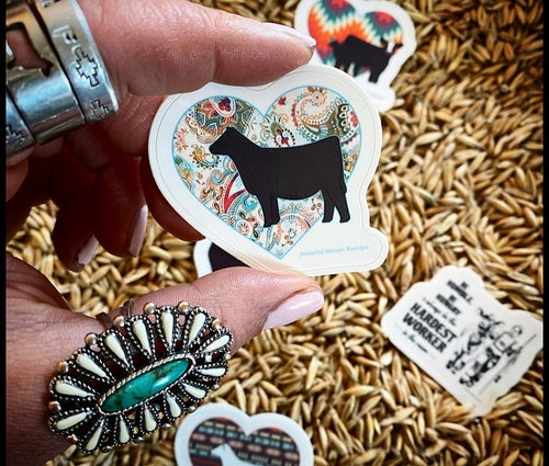 Heart with black heifer  sticker-Jezebelles exclusive design