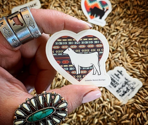 Heart with white heifer sticker-Jezebelles exclusive design
