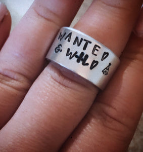 Stamped 1/2 inch ring -wanted & wild