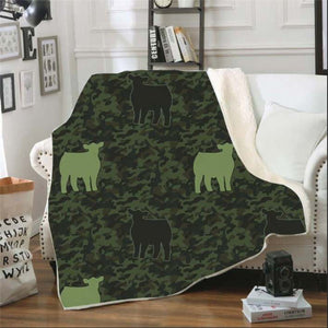 Camo steer -fleece blankets multiple sizes